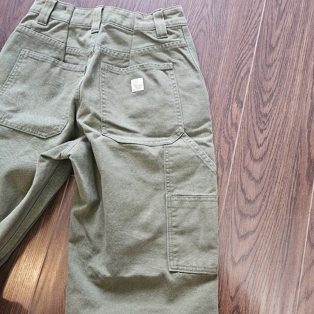 Aritzia TNA Greenwich Pant High-Waisted Carpenter Twill Olive Green Pants Size 2 - Picture 9 of 13